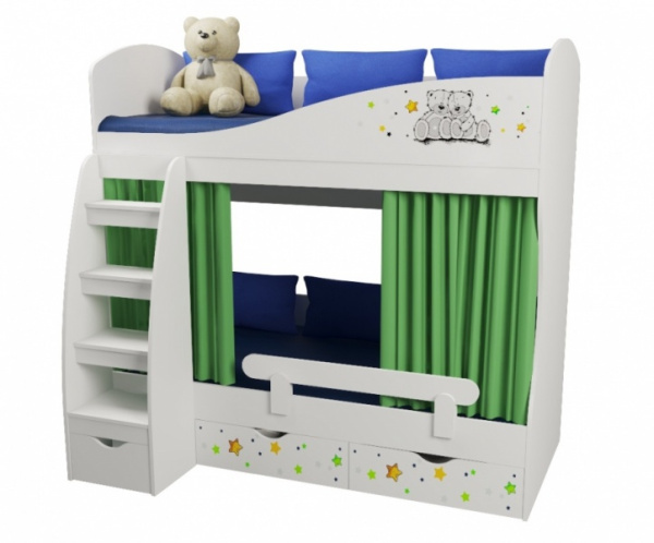 Кровать двухъярусная Тедди. Спальные места 180*80 от Династия Kids