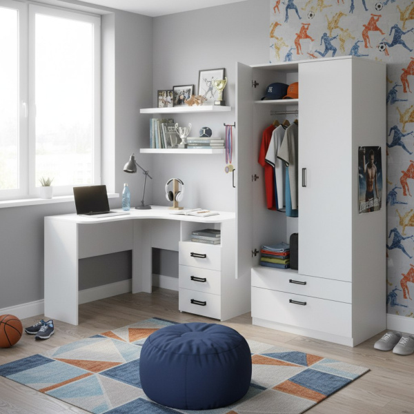 Стол угловой + шкаф гардеробный коллекции Престиж