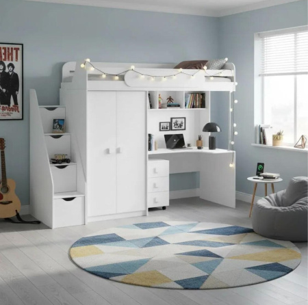 Кровать-чердак Колледж-2 (цвет: велюр) 200х90 от Династия Kids