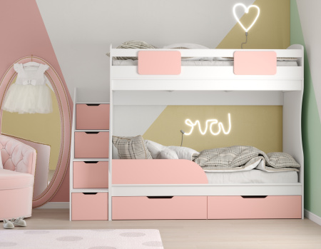 Кровать двухъярусная Дуэт 180х80 (белый + айскрим) от Династия Kids