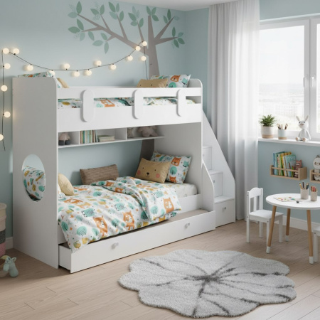 Кровать Фортуна-3 (корпус белый + фасады дуб сонома) 190*80 от Династия Kids