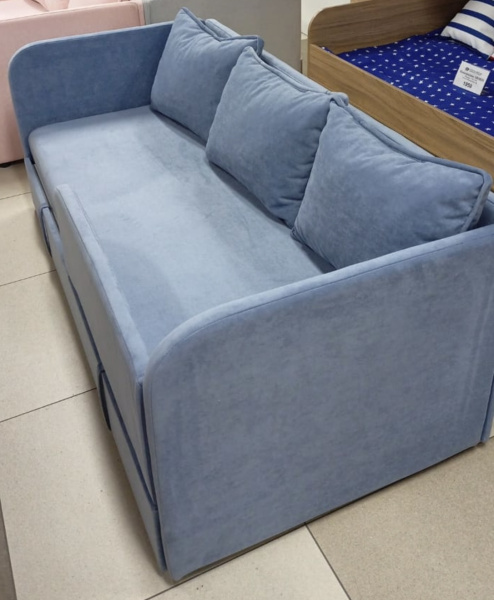 Диван-кровать Кэви 165х75 (правый бортик). Велюр Teddy 313 (голубой)