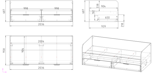 Кровать 200х90 коллекции Брайт 