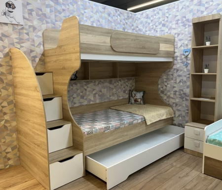 Кровать БИГ 90х200 с доп.спальным местом (цвет белый) от Династия Kids