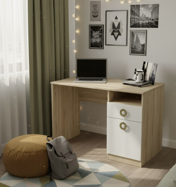 Стол письменный Комфорт (дуб сонома + белый) 