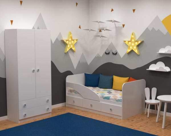 Кровать 160х80 Умка-5 (цвет белый) от Династия Kids