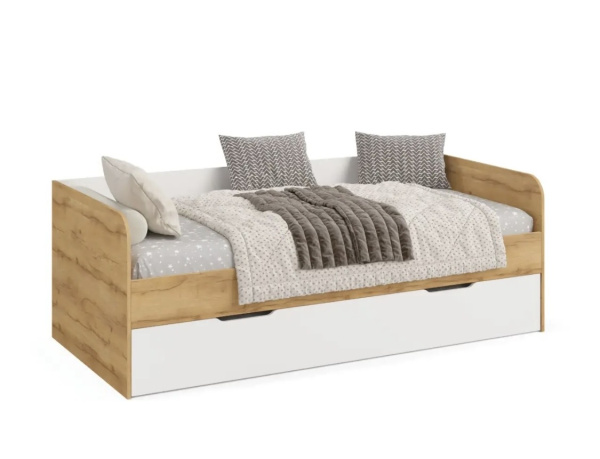 Кровать 2-х ярусная выкатная 190х90 Дабл (дуб золотистый + белый)  от Династия Kids