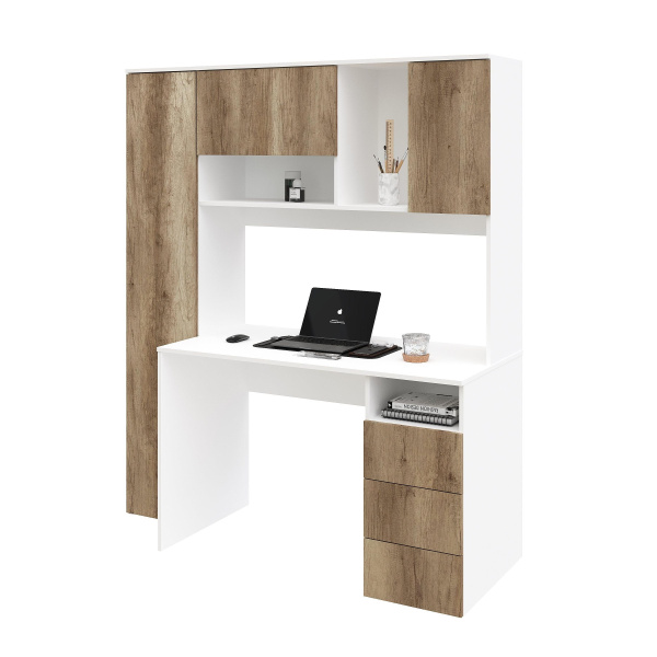 Стол Кабинет 1550 мм (корпус белый + фасады дуб каньон). Левый/правый