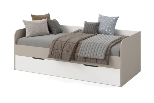 Кровать Дабл 190х90 с доп. спальным местом (велюр + белый) от Династия Kids