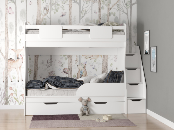 Кровать двухъярусная Дуэт 180х80 (цвет белый) с бортиком