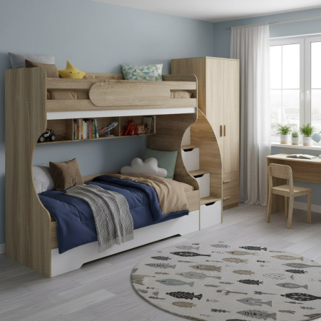 Кровать двухъярусная БИГ 90х200 с доп. спальным местом (цвета разные) от Династия Kids