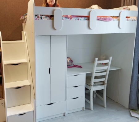 Кровать-чердак Уют-2 + Стол + Шкаф  от Династия Kids