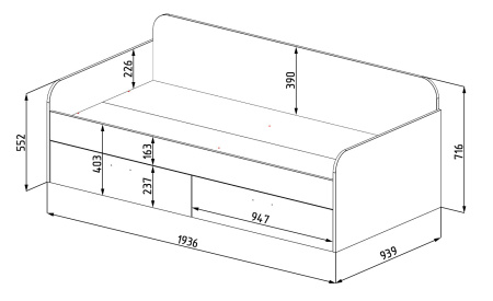 Кровать 190х90 коллекции Фрегат-6 от Династия Kids