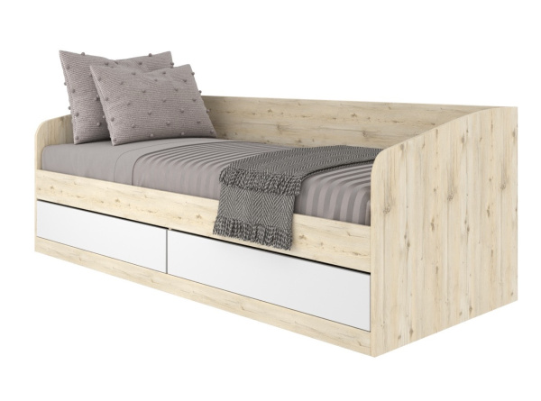 Кровать Джуни 190х80 с ящиками (гаскон пайн+белый)