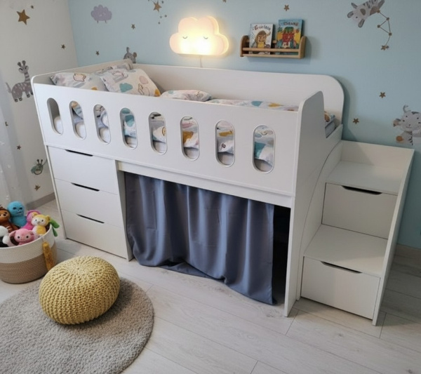 Кровать-чердак Сказка 160х80 (цвет белый)