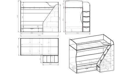 Кровать двухъярусная 200х90 Умка-3  от Династия Kids