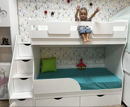 Двухъярусная кровать Альфа Мини 160х80 с бортиком от Династия Kids