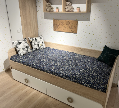 Кровать 190х90 коллекции Юниор 6.1 (дуб сонома+белый) от Династия Kids