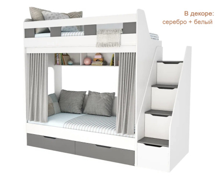 Кровать 2-х ярусная Твинс (дуб сонома + белый) 190х90 от Династия Kids