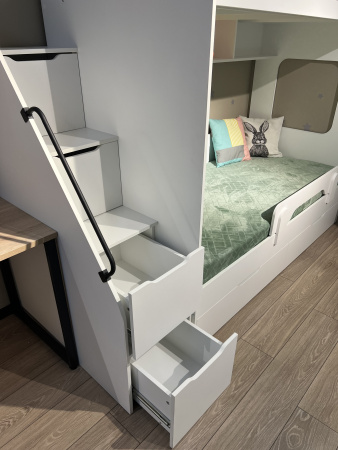 Кровать 2-х ярусная Твинс (дуб сонома + белый) 190х90 от Династия Kids