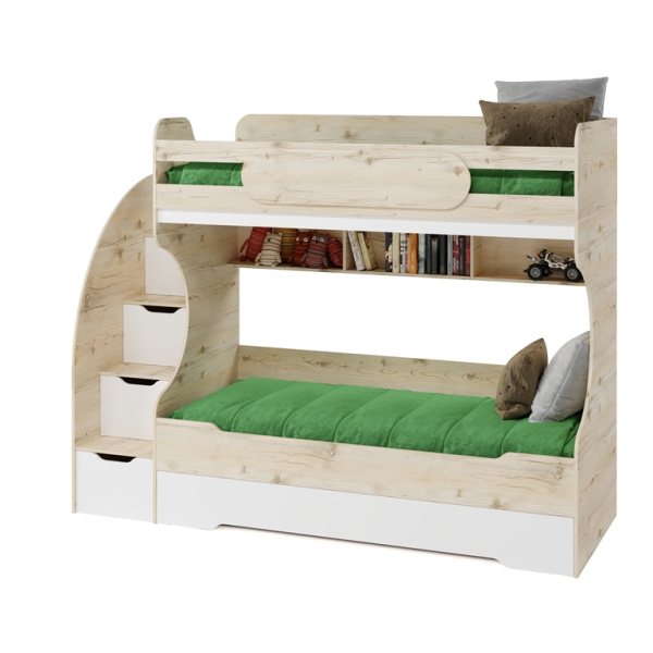 Кровать БИГ 120х200 (гаскон пайн+белый) от Династия Kids