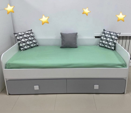 Кровать 190х90 коллекции Юниор-2 (серебро+белый) от Династия Kids