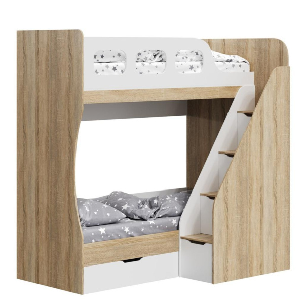 Кровать 2-х ярусная Умка-6 (дуб сонома+белый) 190х80  от Династия Kids