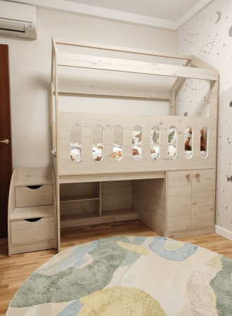 Кровать-чердак 160х80 Теремок (цвет белый) от Династия Kids
