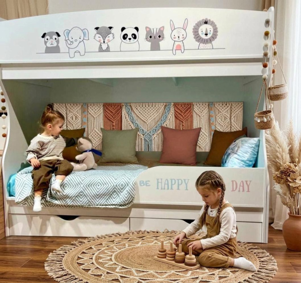 Двухъярусная кровать коллекции Хэппи 180х80 с бортиком от Династия Kids