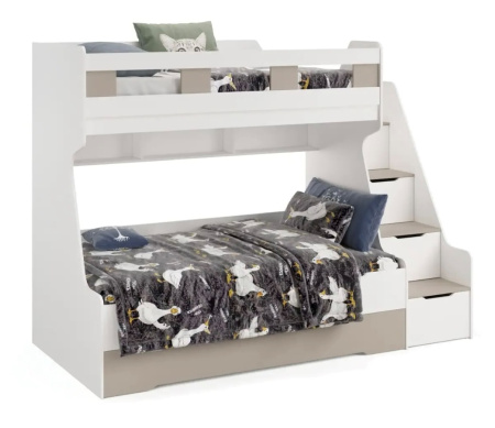 Кровать РУМ (корпус дуб золотистый + фасады белые) 120х200