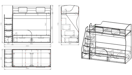 Кровать двухъярусная Дуэт (айскрим+белый)  от Династия Kids