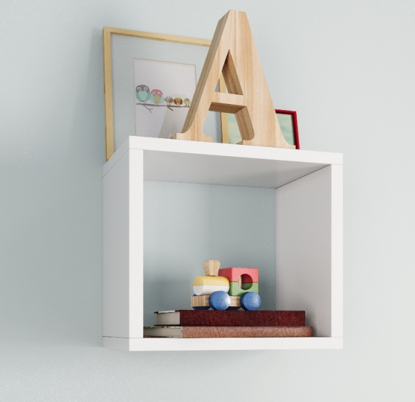 Полка настенная 22 мм Куб-2 (цвет белый) ширина 287 мм