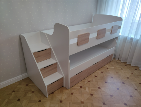 Кровать 2-х ярусная Городок (цвет белый) 190х90 + 180х80 от Династия Kids