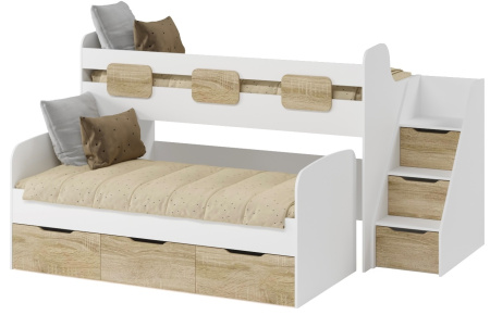 Двухъярусная кровать Городок (цвет белый) 190х90 + 180х80 от Династия Kids