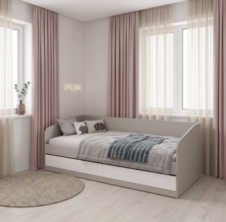 Кровать Джуни 190х90 (велюр + белый) от Династия Kids