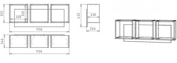 Полка настенная Квадрат-3 (цвет белый) 1136 мм от Династия Kids