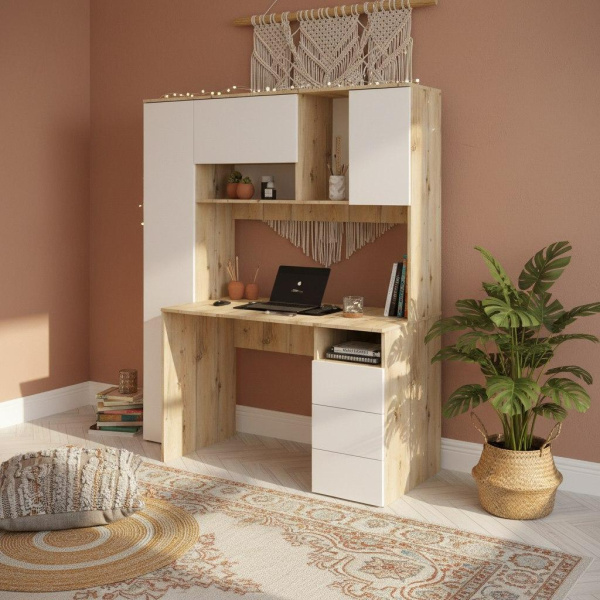 Стол Кабинет 1550 мм (гаскон пайн + белый). Левый/правый