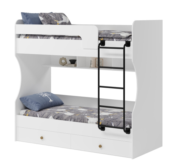 Кровать 2-х ярусная Омега (лестница черная) 190х80