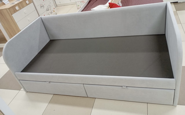 Мягкая кровать Слайт Классика 190х80. Велюр Teddy 313 (серый)