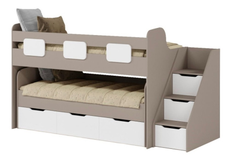 Кровать 2-х ярусная Городок (цвета разные). Правая/левая от Династия Kids