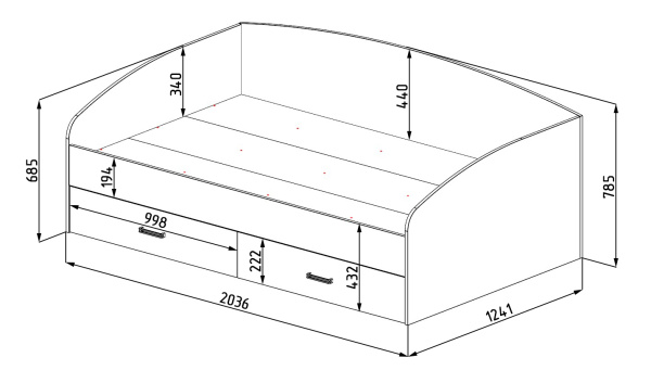 Кровать Твой Стиль 200х120 New от Династия Kids