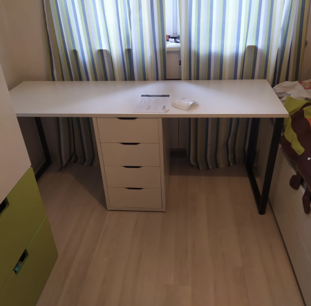 Стол Дуэт 2400 мм (белый + опоры черные) от Династия Kids