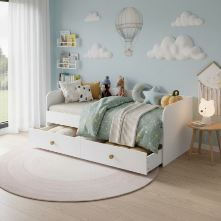 Кровать 190х90 коллекции Умка NEW (ручки - дуб) от Династия Kids