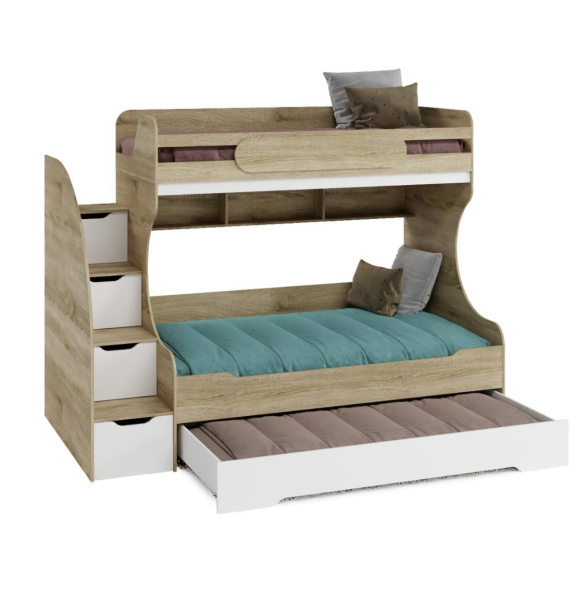 Кровать БИГ 120х200 (дуб сонома + белый)