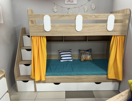 Двухъярусная кровать Фортуна 180х80 (дуб сонома + белый) от Династия Kids