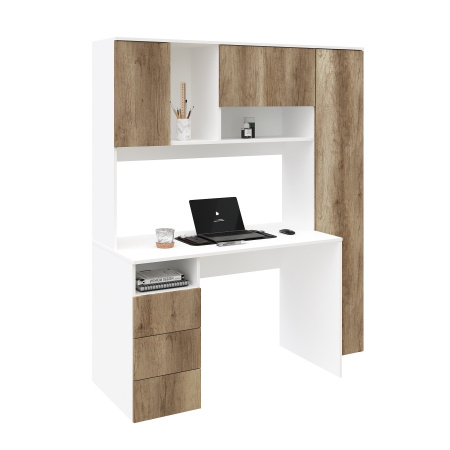 Стол Кабинет 1550 мм (корпус белый + фасады дуб каньон). Левый/правый