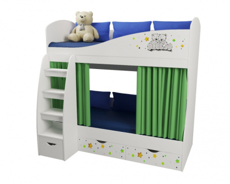 Кровать двухъярусная Тедди. Спальные места 180*80 от Династия Kids