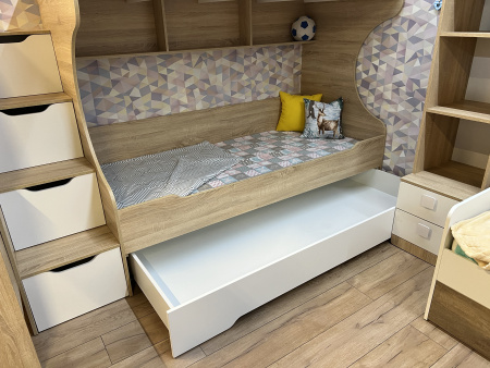 Кровать БИГ 200х90 (дуб сонома+белый)  от Династия Kids