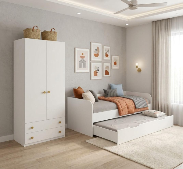 Кровать 2-х ярусная выдвижная Дабл 190х90 +180х80 (цвета разные) от Династия Kids