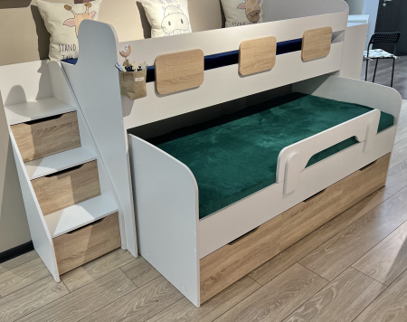 Кровать 2-х ярусная Городок 190х90 (дуб сонома+белый) от Династия Kids